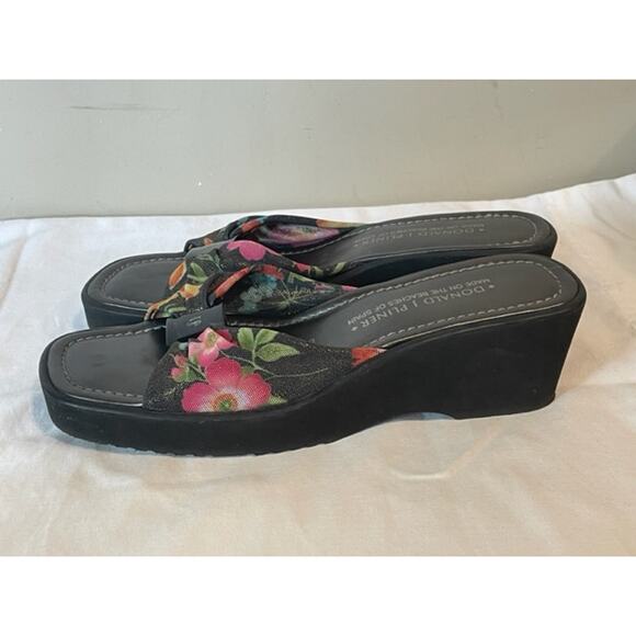 Donald J Pliner "CAPRIS" Slide Sandals Black Floral Women's Sz 9.5 - Picture 7 of 8